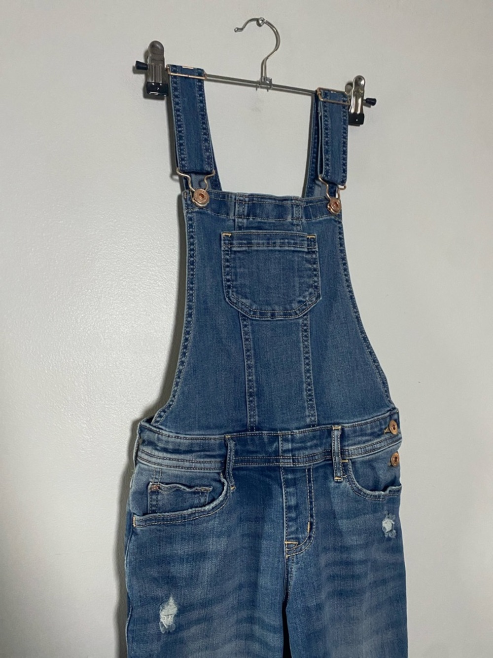 Abercrombie Kids Overalls Girls 9/10 Blue Jean Distressed Denim Classic Cowgirl - Picture 3 of 13